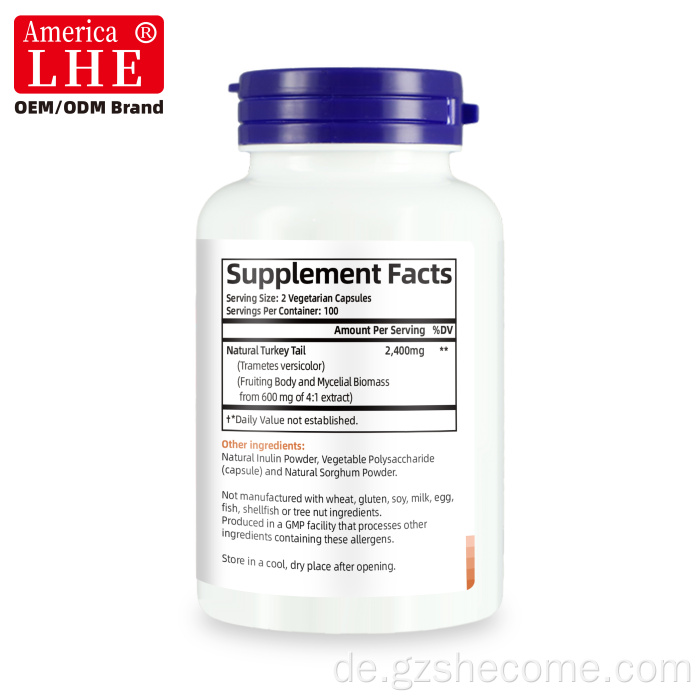 Shecome Turkey Tail Kapseln 2400 mg Unterstützen die Gesundheit des Immunsystems